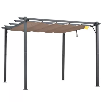 Pergola Outsunny 84C 054BK con toldo retractil 3x3m
