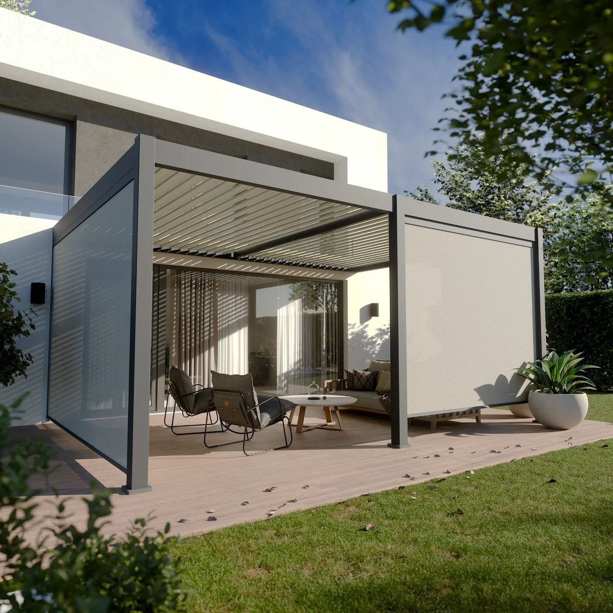 Pérgola bioclimática adosada de aluminio 19m² - 3
