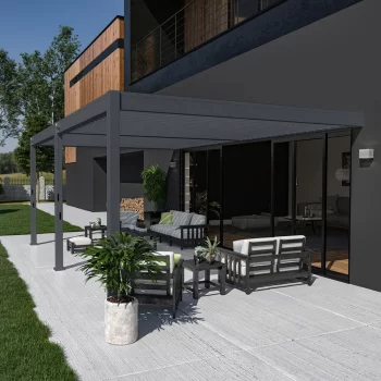 pergola bioclimatica adosada ombrea vs 4x6m antracita 2 estores antracita
