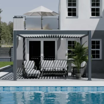 Pérgola bioclimática autoportante motorizada ombrea 4x4m - antracita/blanco