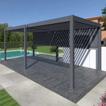 Pérgola bioclimática autoportante ombrea vs 3x6m - antracita + 2 estores antracita