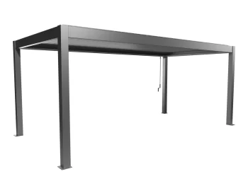 Pérgola bioclimática de acero biohort gris metalizado y lama gris claro de 608 x 312 x 264 cm manual