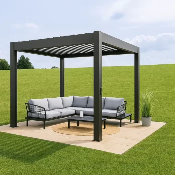 Pérgola bioclimática de acero biohort outdoor living gris oscuro y lama gris oscuro de 460 x 367.5 x 264 cm manual