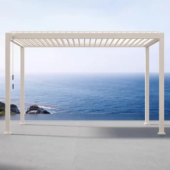 Pergola bioclimática de aluminio autoportante 3 x 4 m de latte con listones dobles ajustables – mirador 111da