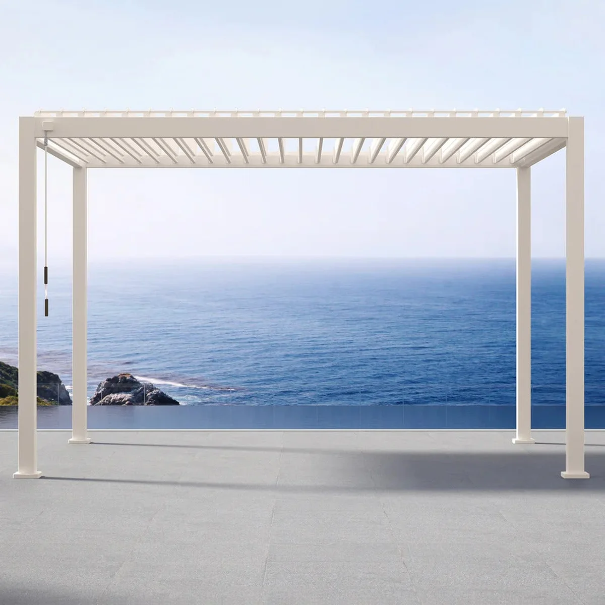 Pergola bioclimática de aluminio autoportante 3 x 4 m de latte con listones dobles ajustables – mirador 111da
