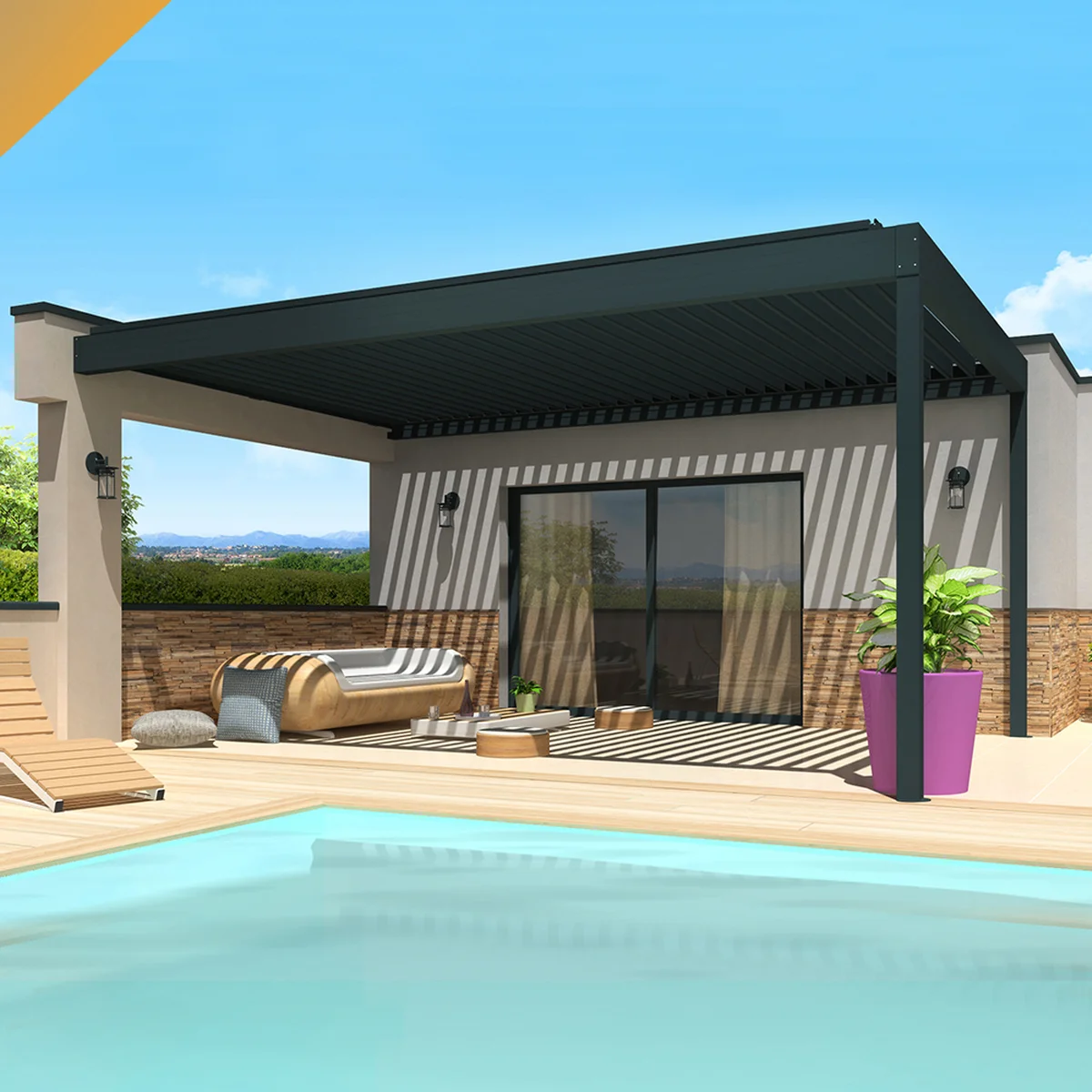 pergola bioclimatica tramontana 4 50x4 987 m doble cilindro con mando a distancia gris antracita ral 7016