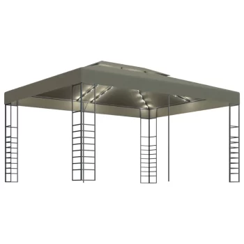 Pérgola de jardín con tira de luces led de 3x4 m