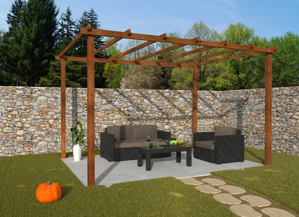 pergola de madera tanger marron 300x400cm