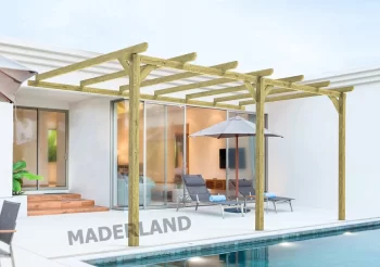 Pérgola madera adosada oviedo • 600x420 cm • tratada • resistente
