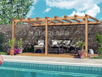 Pérgola madera adosada palma • 500x300 cm • muy resistente • madera laminada