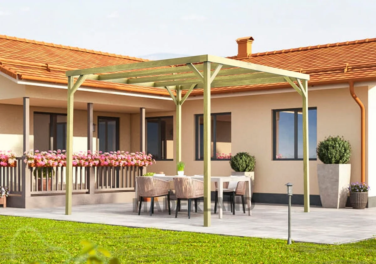 Pérgola madera mataró • 255x255 cm • tratada • madera maciza