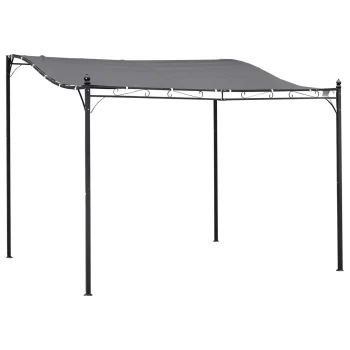 Pergola pavillon en métal gris 297x297cm - protección contra el sol y la lluvia para jardín