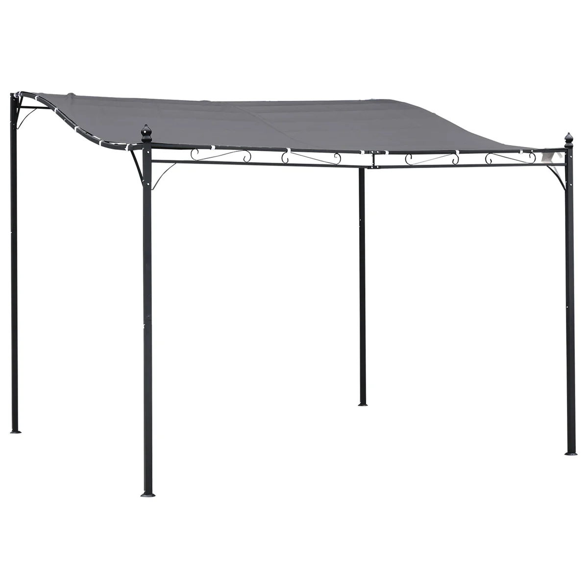 Pergola pavillon en métal gris 297x297cm - protección contra el sol y la lluvia para jardín