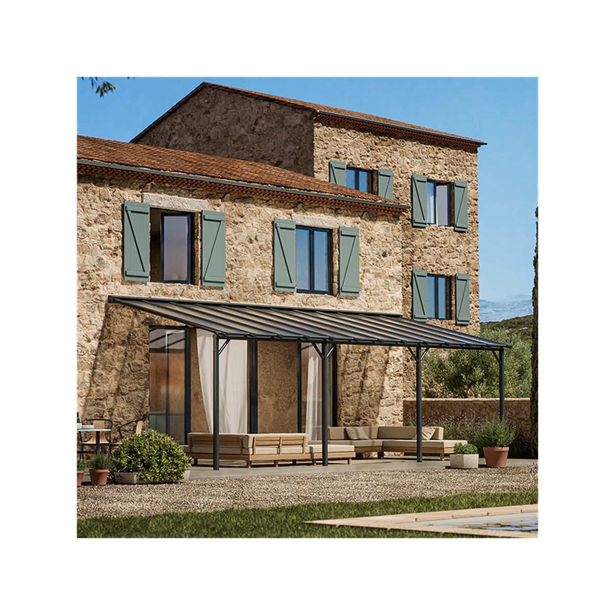Pérgola pergofrance harmonie 3x8m - antracita